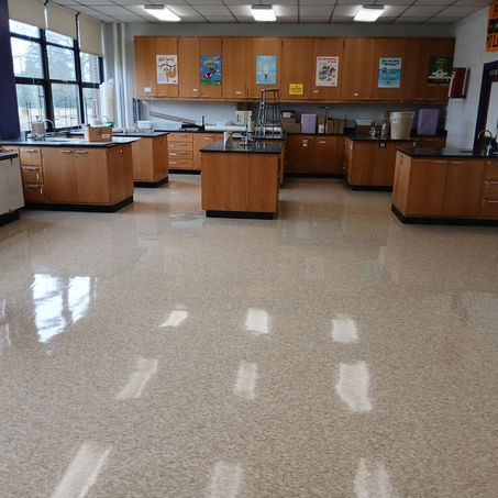 Lab floor after cleaning and polishing